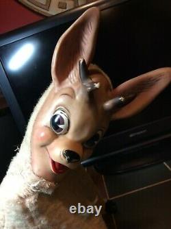 Vintage 1950's Deer Bambi Rubber Face Plush Stuffed Animal Disney Rare