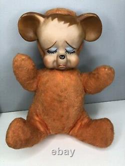 Vintage 1950's Knickerbocker Pouting Teddy Bear Plush Rubber Face