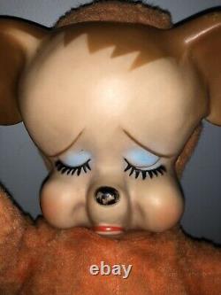 Vintage 1950's Knickerbocker Pouting Teddy Bear Plush Rubber Face
