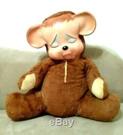 Vintage 1950's Knickerbocker Pouting Teddy Bear Plush Rubber Face 23