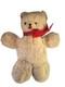 Vintage 1950's Plush Teddy Bear Stuffed Animal Beige Red Bow Medium Size 16
