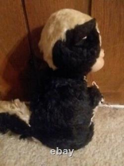 Vintage 1950s Rushton Plush Skunk- 8 Tall- Stuffed Animal Rubber Face