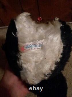 Vintage 1950s Rushton Plush Skunk- 8 Tall- Stuffed Animal Rubber Face