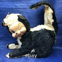 Vintage 1950s Rushton Stinky Skunk Rubber Face Plush Stuffed Animal Eye Wink