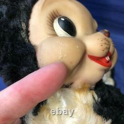 Vintage 1950s Rushton Stinky Skunk Rubber Face Plush Stuffed Animal Eye Wink