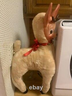 Vintage 1959 Columbia Toys Rubber Face Reindeer Plush Toy 18x12