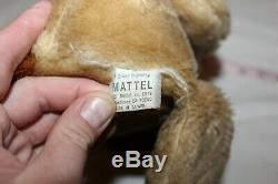 Vintage 1978 Mattel Hug N Talk Napper Dog Plush RARE Stuffed Animal Brown Push