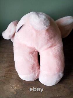 Vintage 1987 Dakin Cuddles Pink White Elephant Plush Big Ears Bow Stuffed Animal