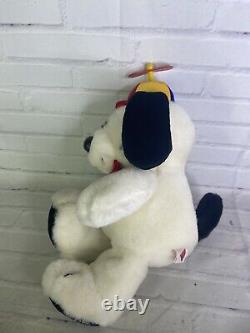 Vintage 1987 Dakin Dog Puppy Stuffed Animal Plush Toy Propeller Helicopter Hat