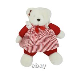 Vintage 1987 Prestige Toy Corp White + Red Teddy Bear Red Stuffed Animal Plush