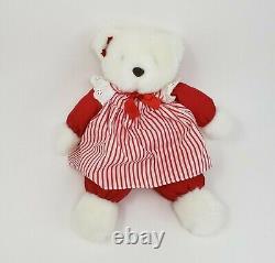 Vintage 1987 Prestige Toy Corp White + Red Teddy Bear Red Stuffed Animal Plush