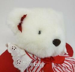 Vintage 1987 Prestige Toy Corp White + Red Teddy Bear Red Stuffed Animal Plush