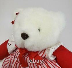 Vintage 1987 Prestige Toy Corp White + Red Teddy Bear Red Stuffed Animal Plush