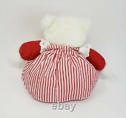 Vintage 1987 Prestige Toy Corp White + Red Teddy Bear Red Stuffed Animal Plush