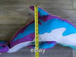 Vintage 1990s Lisa Frank Dolphin Nylon Large Plush Pillow RARE Hard to Find