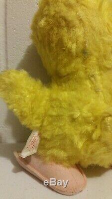 Vintage 50s RUSHTON Yellow Duck Chick Rubber Face Plush 10 Tall WithTag