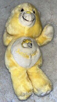 Vintage 80s Maverick Care Bear Fun Time Friend Yellow Stuffed Animal Plush 13