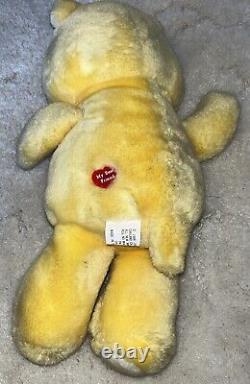 Vintage 80s Maverick Care Bear Fun Time Friend Yellow Stuffed Animal Plush 13