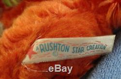 Vintage 9 Rushton Rubber Face Faced Plush Orange Fox w Body Tag