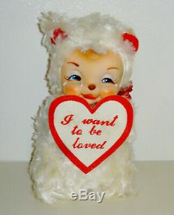 Vintage 9 Rushton Rubber Face Plush Valentine Crying Bear w Tag & Box EXCELLENT