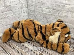 Vintage Aurora Tiger Plush Realistic Stuffed Animal Jumbo 26 Laying Rare HTF