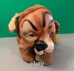 Vintage Big Bad Wolf Plush Rubber Face Laying Down Retro Stuffed Animal Toy