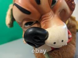 Vintage Big Bad Wolf Plush Rubber Face Laying Down Retro Stuffed Animal Toy