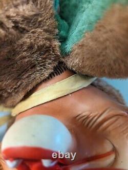 Vintage Big Bad Wolf Plush Rubber Face Laying Down Retro Stuffed Animal Toy