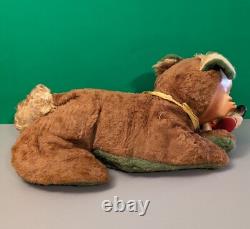 Vintage Big Bad Wolf Rubber Face Plush Toy Laying Down Stuffed Animal Doll
