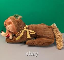 Vintage Big Bad Wolf Rubber Face Plush Toy Laying Down Stuffed Animal Doll