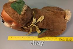 Vintage Big Bad Wolf Rubber Face Plush Toy Laying Down Stuffed Animal Doll