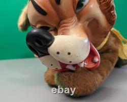 Vintage Big Bad Wolf Rubber Face Plush Toy Laying Down Stuffed Animal Doll