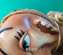 Vintage Big Bad Wolf Rubber Face Plush Toy Laying Down Stuffed Animal Doll