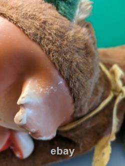 Vintage Big Bad Wolf Rubber Face Plush Toy Laying Down Stuffed Animal Doll