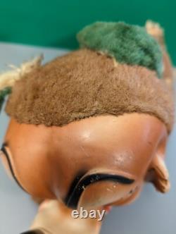 Vintage Big Bad Wolf Rubber Face Plush Toy Laying Down Stuffed Animal Doll