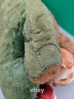 Vintage Big Bad Wolf Rubber Face Plush Toy Laying Down Stuffed Animal Doll