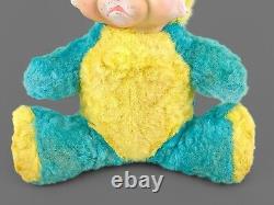 Vintage Blue Crying Cat Rubber Face Plush Stuffed Animal 1950s Rushton