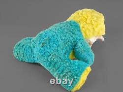 Vintage Blue Crying Cat Rubber Face Plush Stuffed Animal 1950s Rushton