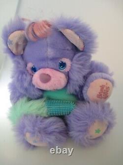 Vintage Brush A Loves Plush Bear Purple 1980's Retro Toy