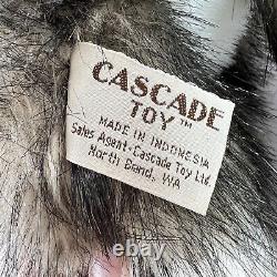 Vintage Cascade Toy Realistic Plush Gray White Wolf Dog Stuffed Animal Large 19
