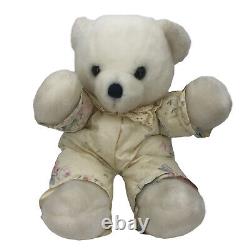 Vintage Dakin Cuddles Plush Teddy Bear White Floral Body Stuffed Animal 1979