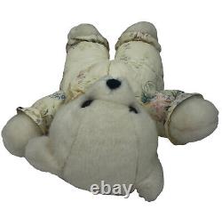 Vintage Dakin Cuddles Plush Teddy Bear White Floral Body Stuffed Animal 1979