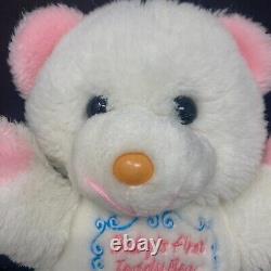Vintage Dan Dee Baby's First Teddy Bear Plush White and Pink 13 Stuffed Animal