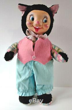 Vintage Early Gund Rubber Face Plush Easter Bunny Rabbit Cat Girl Rushton Stuff