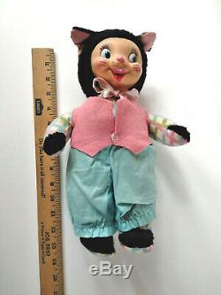 Vintage Early Gund Rubber Face Plush Easter Bunny Rabbit Cat Girl Rushton Stuff