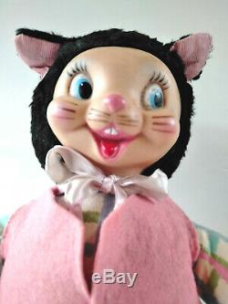 Vintage Early Gund Rubber Face Plush Easter Bunny Rabbit Cat Girl Rushton Stuff