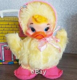 Vintage Easter Rushton Rubber Face Chick Duck Stuffed Plush (pink Yellow Bear)