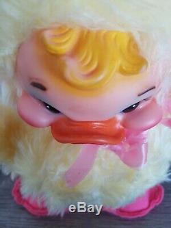 Vintage Easter Rushton Rubber Face Chick Duck Stuffed Plush (pink Yellow Bear)