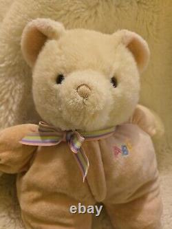 Vintage Eden Baby Teddy Bear Pink Abc Pajamas Ribbon Stuffed Animal Plush Toy