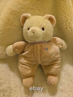 Vintage Eden Baby Teddy Bear Pink Abc Pajamas Ribbon Stuffed Animal Plush Toy